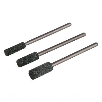 Set 3 pietre cilindrice pentru ascutit lantul la drujba Wolfcraft 2175000, tija prindere 2.3 mm, diametru 4/4,8/5,5 mm