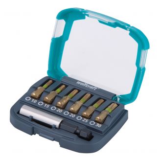 Set biti Torx Wolfcraft 2964000, hex 1/4', lungime 25 mm, adaptor magnetic, 7 piese in cutie plastic