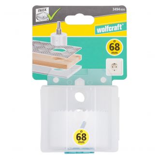 Carota bimetal Wolfcraft 3494000, diametru D 68 mm, adancime de taiere 40 mm, filet 5/8