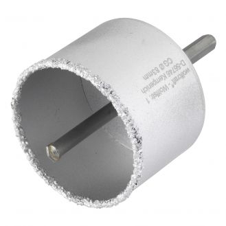 Carota diamantata cu acoperire tungsten Wolfcraft 3898000, diametru D 83 mm, adancime de taiere 55 mm, cu ax hexagonal si burghiu de centrare HM, D 8 mm