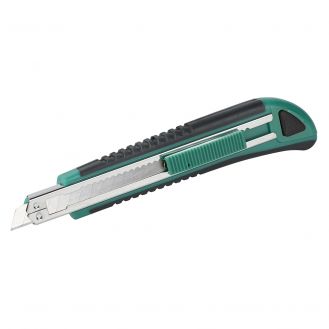 Cutter cu lame detasabile Wolfcraft 4139000, latime lama 9 mm, carcasa plastic cu maner moale, magazie pentru lame