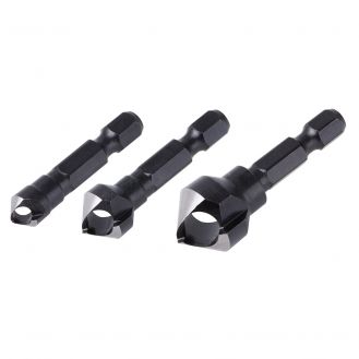 Set de zencuire Wolfcraft 4375000, 3 buc. transversale, D 8, 12, 16 mm, unghi zencuitor 45°, pentru suruburi cu cap ingropat cu D 3 - 8 mm