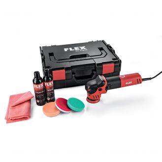 Set premium masina de polisat orbitala Flex XFE 7-12 80 P-Set 230/CEE, 700 W, 80 mm, orbita 12 mm, cutie transport L-BOXX, dual action