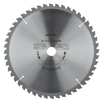 Panza pentru fierastrau circular de masa Wolfcraft 6584000, diametru 315 mm, diametru interior disc 30 mm, latime taiere 3.2 mm, 48 dinti, seria mov