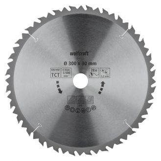Panza pentru fierastrau circular de masa Wolfcraft 6741000, diametru 300 mm, diametru interior disc 30 mm, latime taiere 3.2 mm, 28 dinti, seria maro.