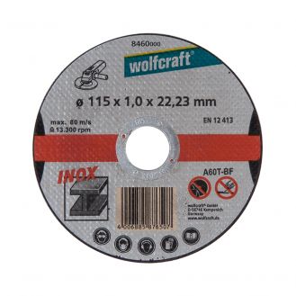 Set 3 discuri de taiere abrazive Wolfcraft 8460000 pentru inox, D 115x22.2x1.2 mm
