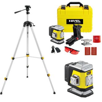 Set nivela laser cu linii 2 x 360° Nivel System CL2R SET SJJM1EX, fascicul rosu, 30/70m, acumulator 3,7 V, geanta transport, trepied 1,82 m