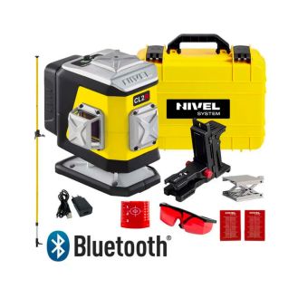 Set nivela laser cu linii 2 x 360° Nivel System CL2R SET LP36, fascicul rosu, 30/70m, acumulator 3,7 V, geanta transport, tija ancorare LP36