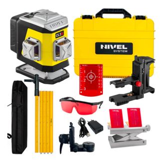 Set nivela laser cu linii 3 x 360° Nivel System CL3R SET LP36, fascicul rosu, 30/70m, acumulator 3,7 V, geanta transport, tija ancorare LP36