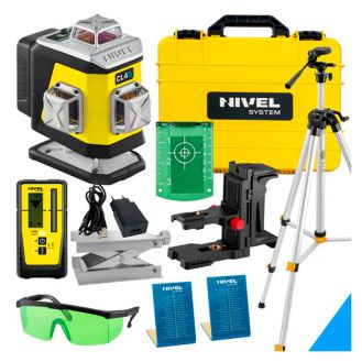 Set nivela laser cu linii 4 x 360° Nivel System CL4B SET SJJM1EX RD800, fascicul albastru, 30/70m, acumulator 3,7 V, geanta transport, trepied 1,82 m, senzor RD800