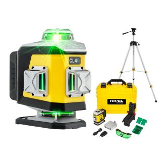 Set nivela laser cu linii 4 x 360° Nivel System CL4G SET SJJM1EX, fascicul verde, 30/70m, acumulator 3,7 V, geanta transport, trepied 1,82 m