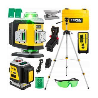 Set nivela laser cu linii 4 x 360° Nivel System CL4G SET SJJM1EX RD800, fascicul verde, 30/70m, acumulator 3,7 V, geanta transport, trepied 1,82 m, senzor RD800