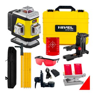 Set nivela laser cu linii 4 x 360° Nivel System CL4R SET LP36, fascicul rosu, 30/70m, acumulator 3,7 V, geanta transport, tija ancorare LP36