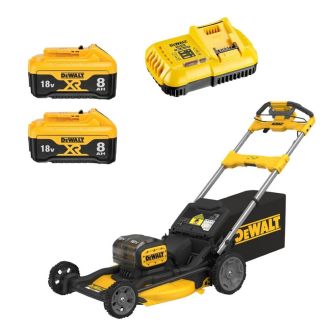 Masina electrica de tuns gazon Dewalt DCMWSP156W2, cu 2 acumulatori Li-Ion 18 V/8.0 Ah, 53 cm, autopropulsie