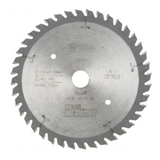 Disc Dewalt DT1091 pentru fierastrau circular, D 165x20x2.0 mm, 40 dinti, pentru taiere universala in lemn, seria Extreme