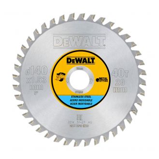 Disc Dewalt DT1918 pentru fierastrau circular, D 140x20x1.53 mm, 40 dinti, pentru taiere inox