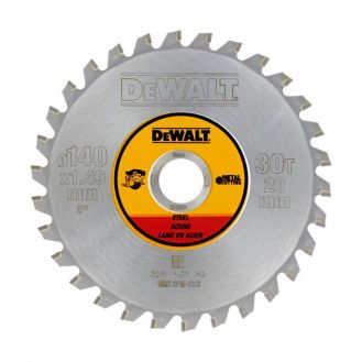 Disc Dewalt DT1923 pentru fierastrau circular, D 140x20x1.49 mm, 30 dinti, pentru taiere otel, seria Dewalt Construction
