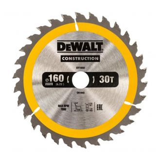 Disc Dewalt DT1932 pentru fierastrau circular, D 160x20x2.4 mm, 30 dinti, pentru taiere universala, seria Dewalt Construction