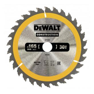 Disc Dewalt DT1935 pentru fierastrau circular, D 165x20x2.4 mm, 30 dinti, pentru utilizare generala, seria Dewalt Construction