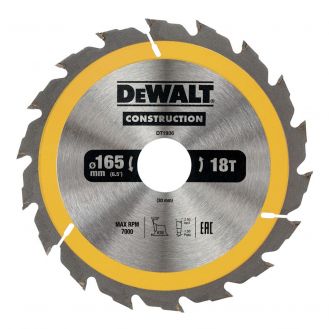Disc Dewalt DT1936 pentru fierastrau circular, D 165x30x2.4 mm, 18 dinti, pentru taiere fina, seria Dewalt Construction