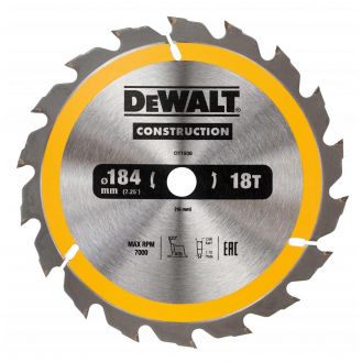 Disc Dewalt DT1938 pentru fierastrau circular, D 184x16x2.6 mm, 18 dinti, pentru taiere fina, seria Dewalt Construction