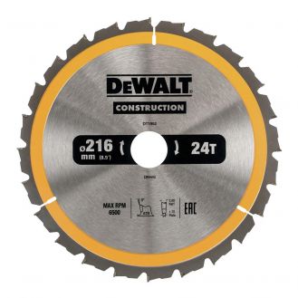 Disc Dewalt DT1952 pentru fierastrau circular, D 216x30x2.6 mm, 24 dinti, pentru taiere fina, seria Dewalt Construction