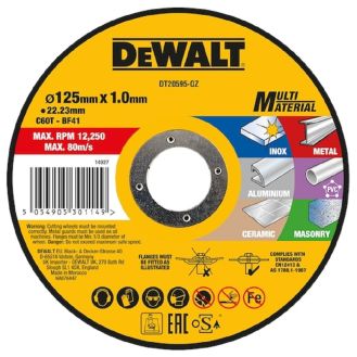 Disc abraziv DeWalt DT20595, pentru debitat multimaterial, 125 x 1.0 mm