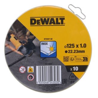 Set 10 discuri abrazive pentru taiere inox DeWalt DT3507, 125x22.23x1.0 mm