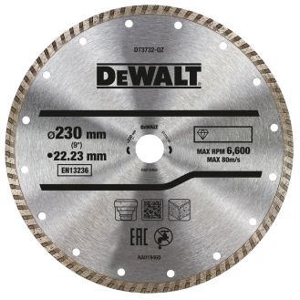 Disc diamantat Dewalt DT3732, D 230x22.23x2.4 mm, taieri rapide si curate in zidarie, beton si tigla