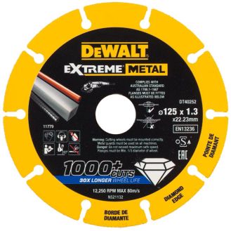 Disc diamantat segmentat Dewalt DT40252, 125x22.3x1.3 mm, pentru metal