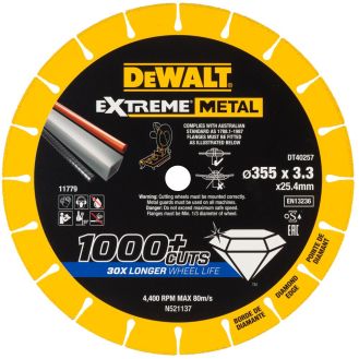 Disc diamantat segmentat Dewalt DT40257, 355x25.4x3.3 mm, pentru metal
