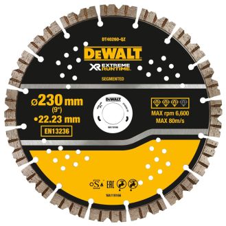 Disc diamantat Dewalt DT40260, D 230x22.23x3.0mm, seria Extreme Runtime, taiere beton