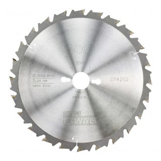 Disc Dewalt DT4202 pentru fierastrau circular, D 250x30x2.8 mm, 24 dinti, pentru taiere fina, seria Extreme