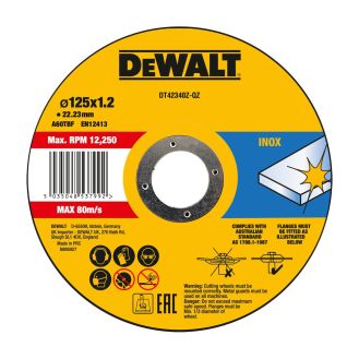 Disc abraziv DeWalt DT42340Z, pentru debitat inox, 125 x 1.2 mm
