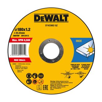 Disc abraziv DeWalt DT42380Z, pentru debitat inox, 180 x 1.6 mm