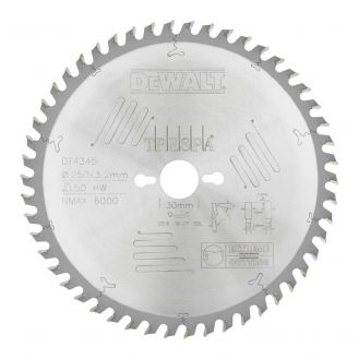 Disc Dewalt DT4345 pentru fierastrau circular, D 250x30x3.2 mm, 50 dinti, pentru taiere extra-fina, seria Extreme