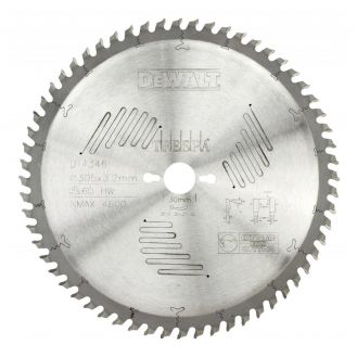 Disc Dewalt DT4346 pentru fierastrau circular, D 305x30x3.2 mm, 60 dinti, pentru taiere extra-fina, seria Extreme
