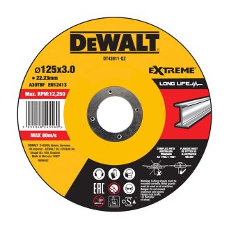 Disc abraziv DeWalt DT43911, pentru debitat metal, 125 x 3.0 mm