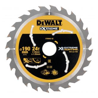 Disc Dewalt DT99562 pentru fierastrau circular, D 190x30x1.55 mm, 24 dinti, pentru taiere universala, seria Extreme Runtime