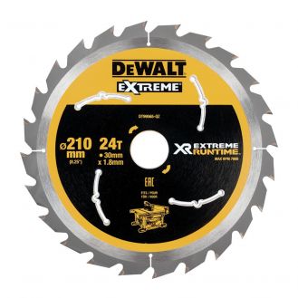 Disc Dewalt DT99565 pentru fierastrau circular, D 210x30x1.80 mm, 24 dinti, pentru utilizare universala, seria Extreme Runtime