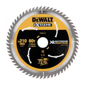 Disc Dewalt DT99567 pentru fierastrau circular, D 210x30x1.80 mm, 60 dinti, pentru taiere extra-fina, seria Extreme Runtime