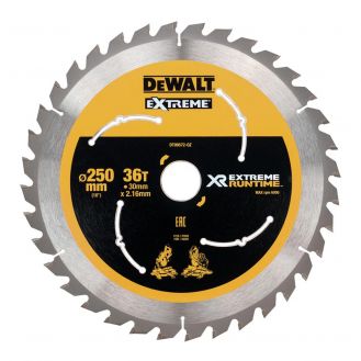 Disc Dewalt DT99572 pentru fierastrau circular, D 250x30x2.16 mm, 36 dinti, pentru taiere extra-fina, seria Extreme Runtime