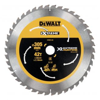 Disc Dewalt DT99574 pentru fierastrau circular, D 305x30x2.16 mm, 42 dinti, pentru taiere universala, seria Extreme Runtime