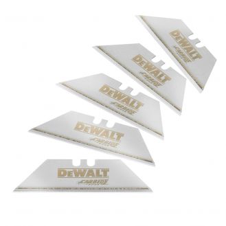 Lama trapez pentru cutter Dewalt DWHT0-11131, 62 x 19 mm, varfuri ascutite, muchie Carbide, set de 5 bucati