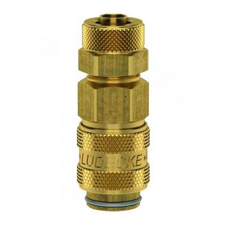 Cupla rapida mini mama Ludecke ESM_6_TQAB, DN 5, piulita, furtun 6x8 mm, inchidere dubla