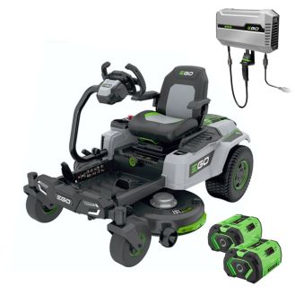 Set tractor de tuns iarba Ego Power ZT4201E-S, cu 2 acumulatori  56 V/10.0 Ah, 107 cm, cu volan