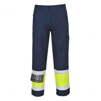 Pantaloni Hi-Vis Portwest Modaflame MV26YNRXXXL, culoare galben bleumarin, marime XXXL, talie normala