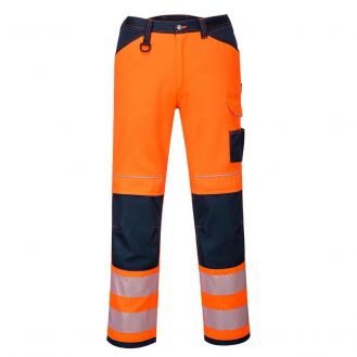 Pantaloni de lucru Hi-Vis Portwest PW340ONR48, culoare portocaliu bleumarin, marime 48, talie normala