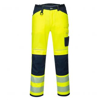 Pantaloni de lucru Hi-Vis Portwest PW340YNR48, culoare galben bleumarin, marime 48, talie normala