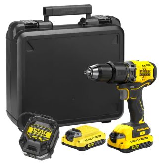 Masina de gaurit si insurubat cu percutie Stanley SFMCD715C2K, cu  2 acumulatori 18 V/1.5 Ah,  60 Nm